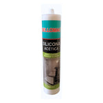 Cartucho de silicona acética Sellomac transparente con protección fungicida para baños