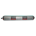 Silicona climática Sellomac color negro en formato salchichón para sellado de fachadas de vidrio y metal.