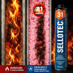Espuma expansiva ignífuga B1 rosada Sellotec 31 de 750 ml