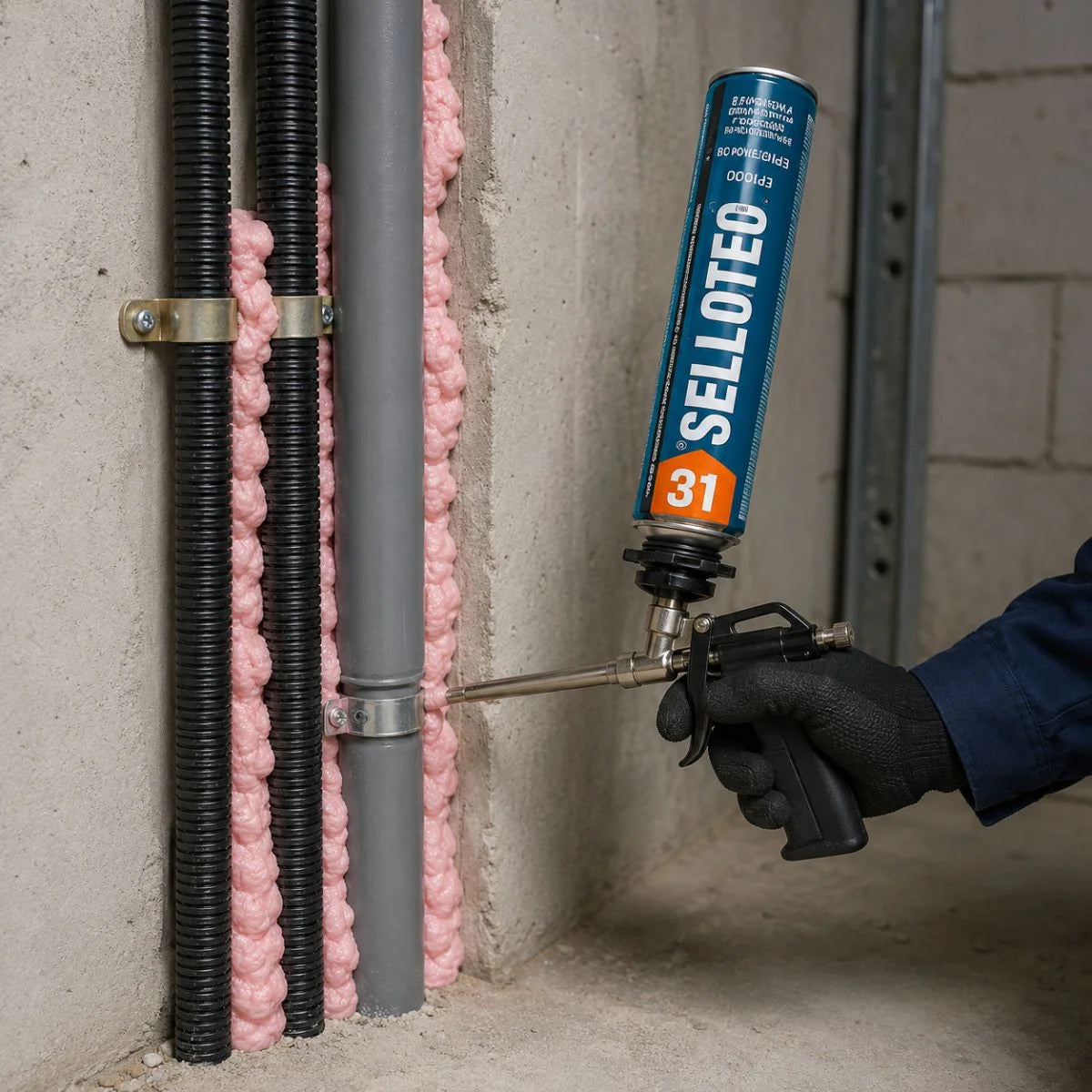 Espuma expansiva ignífuga B1 rosada Sellotec 31 de 750 ml