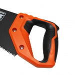 Serrucho carpintero para madera Rayun de 18 pulgadas con recubrimiento de teflón antifricción y dientes de triple filo para corte rápido.