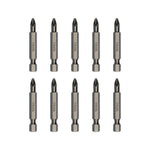 Pack de 10 puntas Phillips PH2 marca YATO modelo YT-04782, acero S2 de alta resistencia con sistema antideslizante para atornillador.