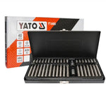 Juego de 40 puntas profesionales Yato de cromo vanadio, con base hexagonal de $10\text{ mm}$ para destornillado de alto torque en mecánica automotriz.