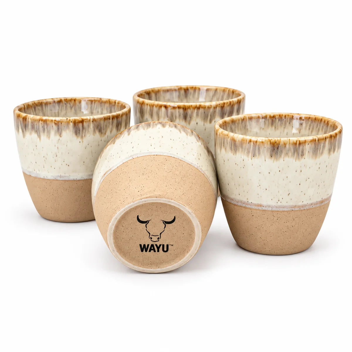 Set de 4 vasos de cerámica artesanal de 170 ml Wayu