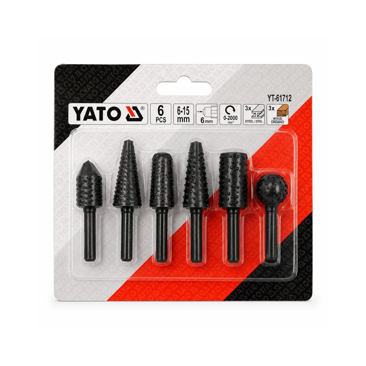 Set 6 Fresas Rotativas Mixtas para Madera y Metal 6 mm Yato YT-61712