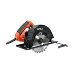 Sierra circular electrica marca Yato de 1500W, modelo YT-82152, para discos de 185mm y profundidad de corte de 65mm.