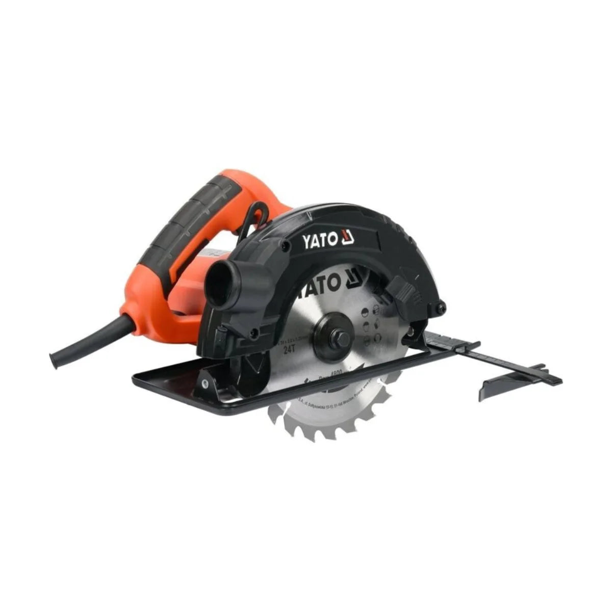 Sierra circular electrica marca Yato de 1500W, modelo YT-82152, para discos de 185mm y profundidad de corte de 65mm.
