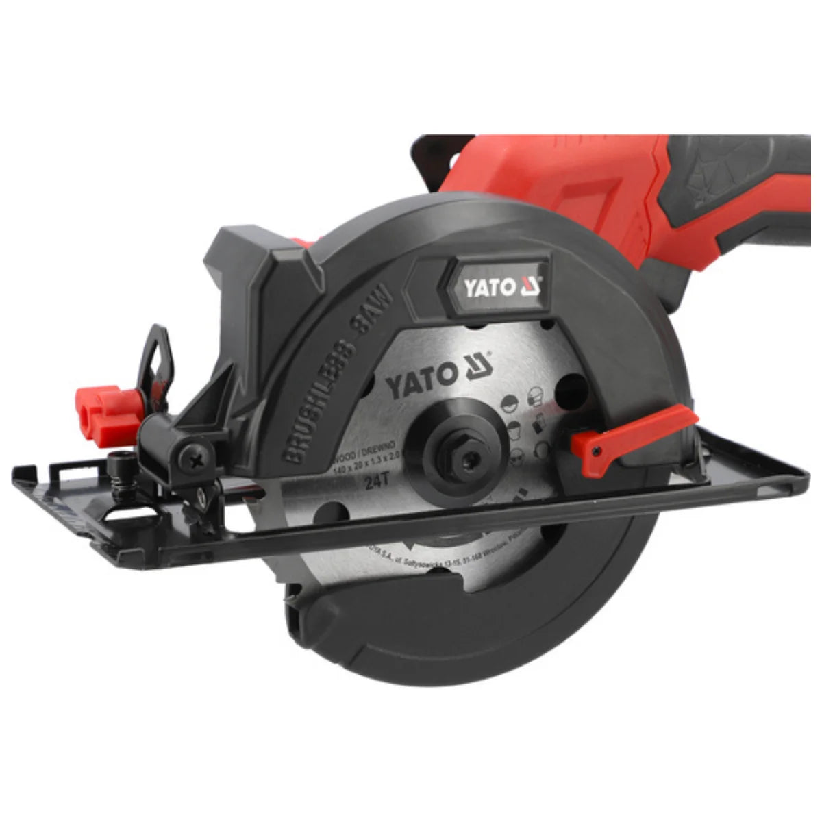 Sierra circular inalámbrica marca Yato 18V, tecnología Brushless, modelo YT-8281185, 6150 RPM con batería de 4Ah