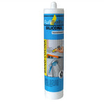 silicona acética Fullsello en colores blanco y transparente para baño y cocina.