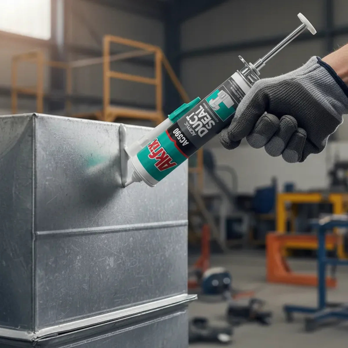 Sellador hojalateria Silicona monocomponente Akfix de curado acético para uniones metálicas, con alta elasticidad y resistencia a la intemperie.