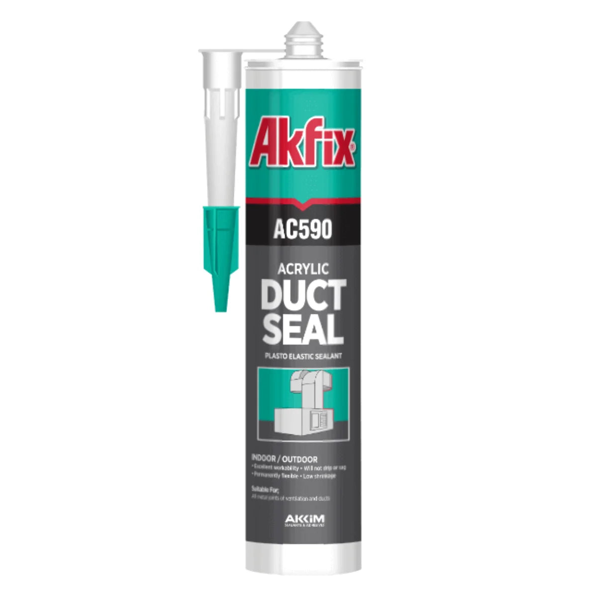 Sellador hojalateria Silicona monocomponente Akfix de curado acético para uniones metálicas, con alta elasticidad y resistencia a la intemperie.