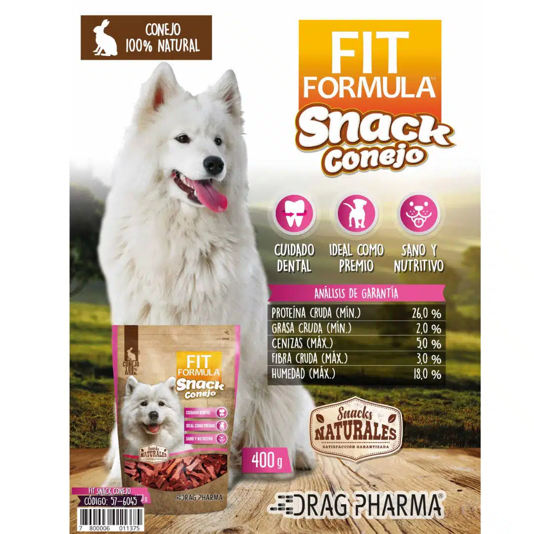 Snack para perros sabor conejo Fit Formula en bolsa 400 gramos