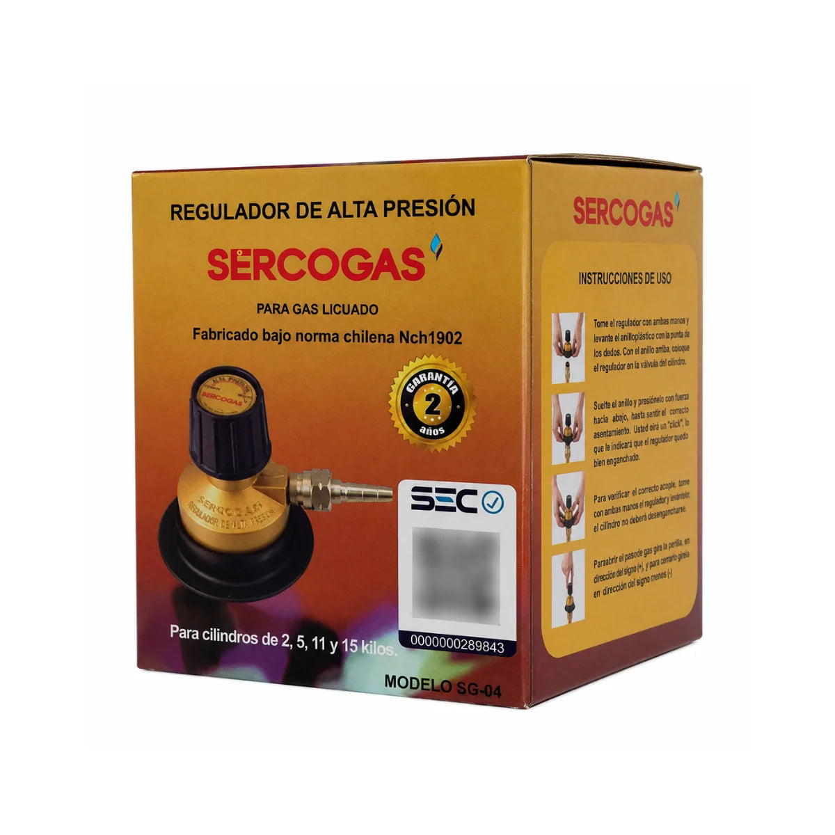 Regulador de alta presión para gas licuado Sercogas