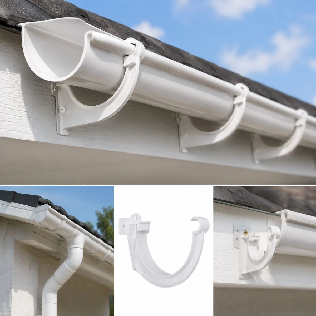 Soporte de PVC blanco Mohican de 110 mm para canaleta de aguas lluvias