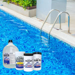 kit limpieza para piscina Dideval: Alguicida, Cloro en tableta multifuncion, sube ph y decantador, para el mantenimiento de piscinas.