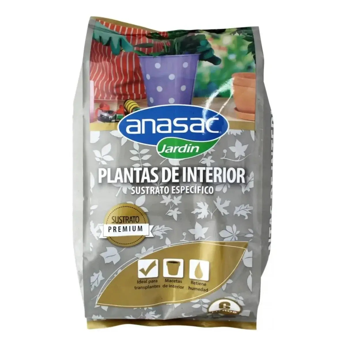 Sustrato para Plantas de Interior de 6 litros marca Anasac.