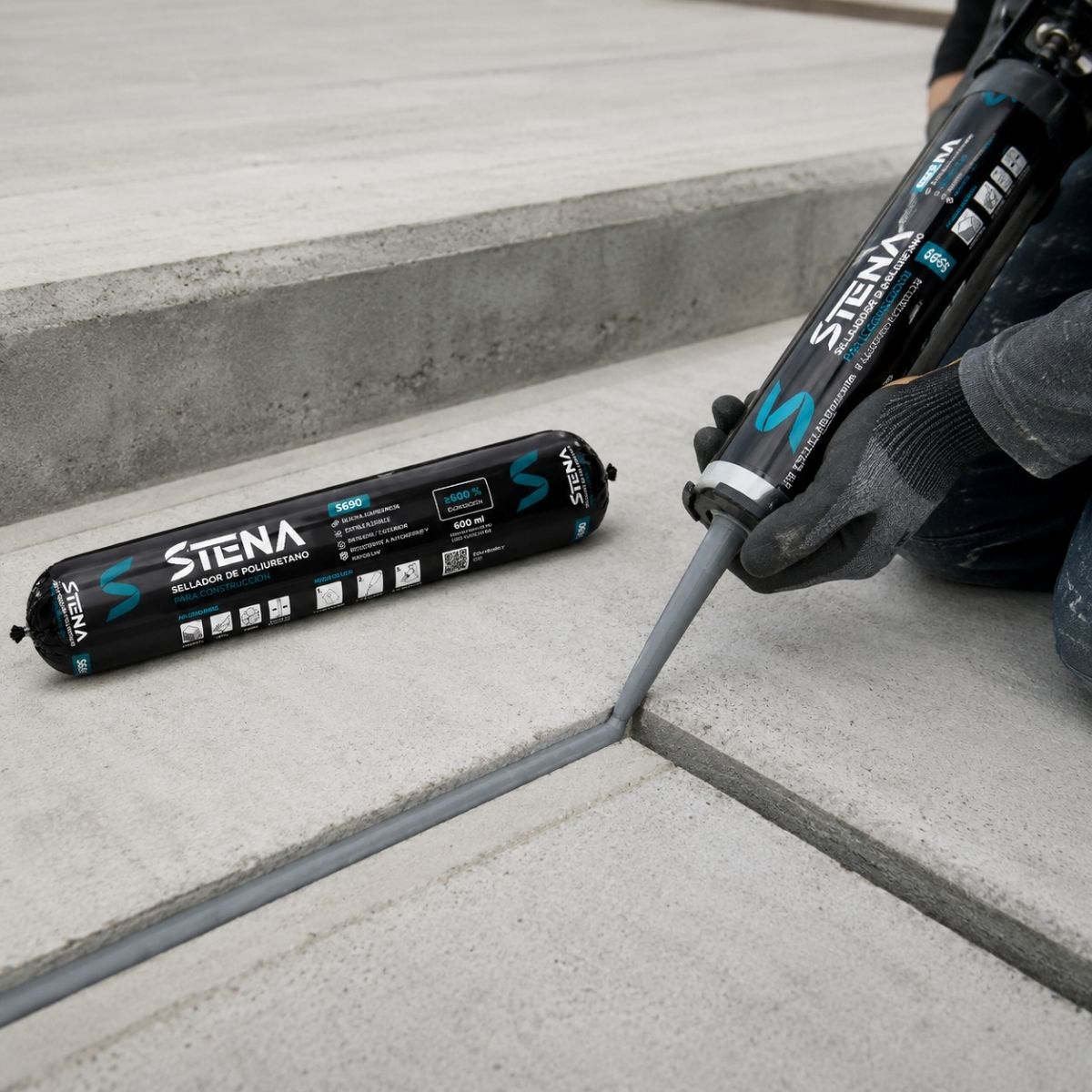 Sellador de poliuretano paté STENA S690 de 600 ml 