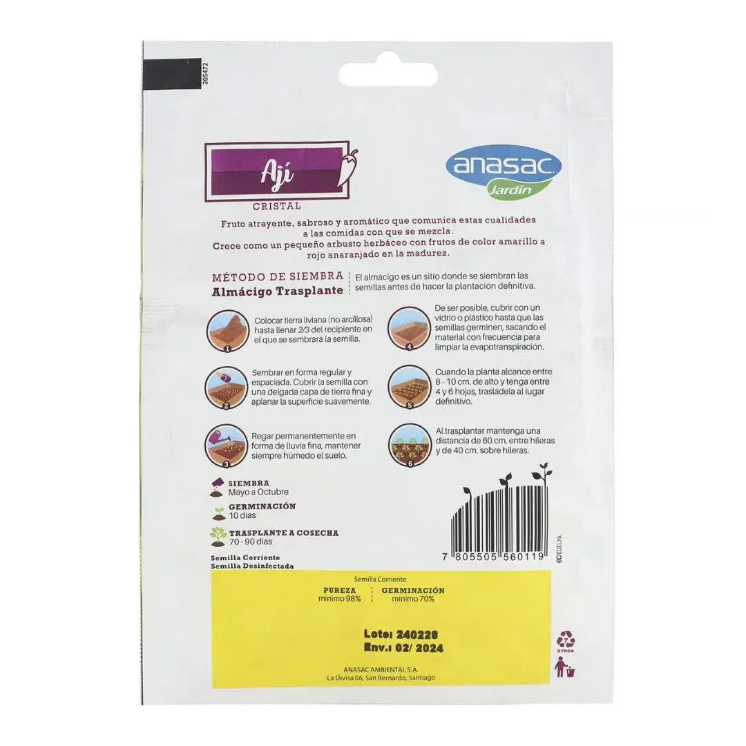 Semillas de Ají Cristal Anasac (5 Gr)
