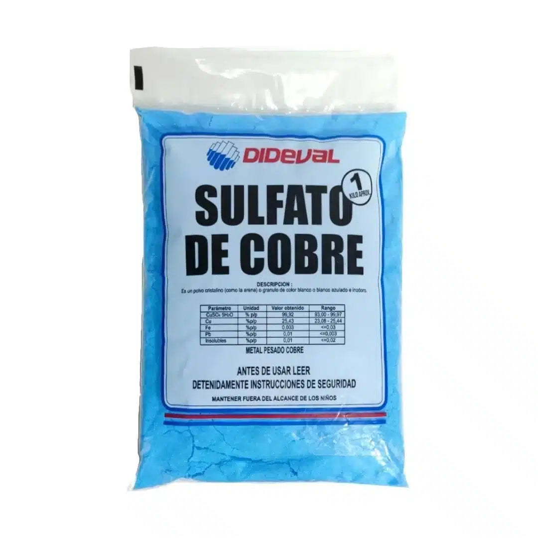 Sulfato de Cobre cristalino azul de 5 kg para eliminar hongos y algas en albercas y cosechas.