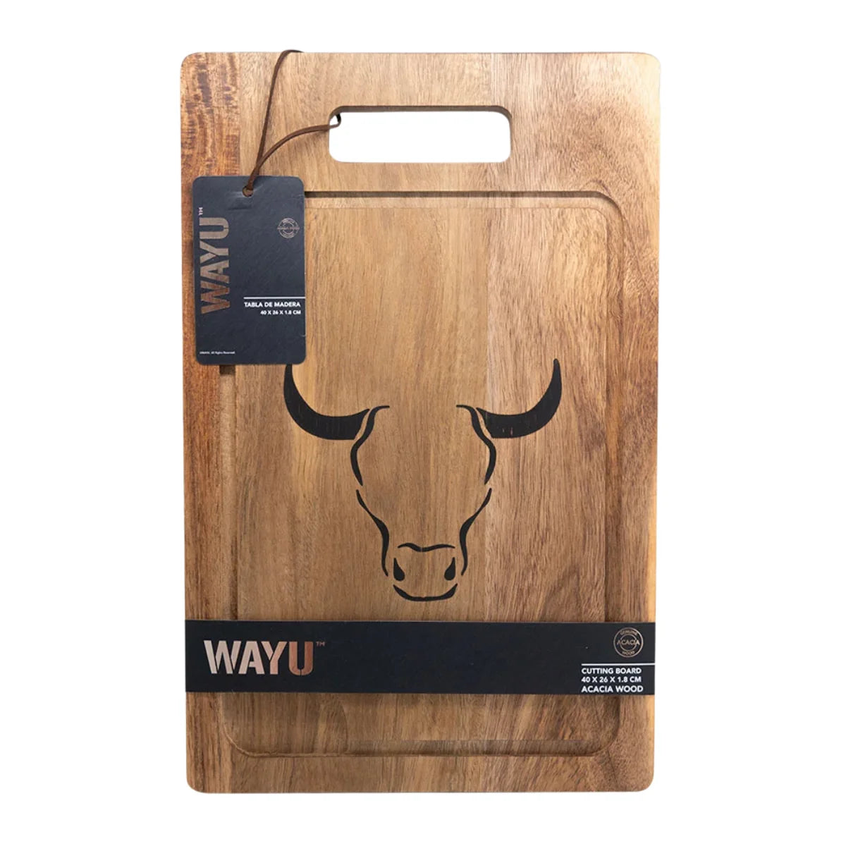 Tabla Wayu de madera de acacia de 40 cm para picar