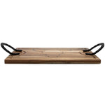 Tabla Herradura Wayu de madera de acacia con mangos de hierro fundido