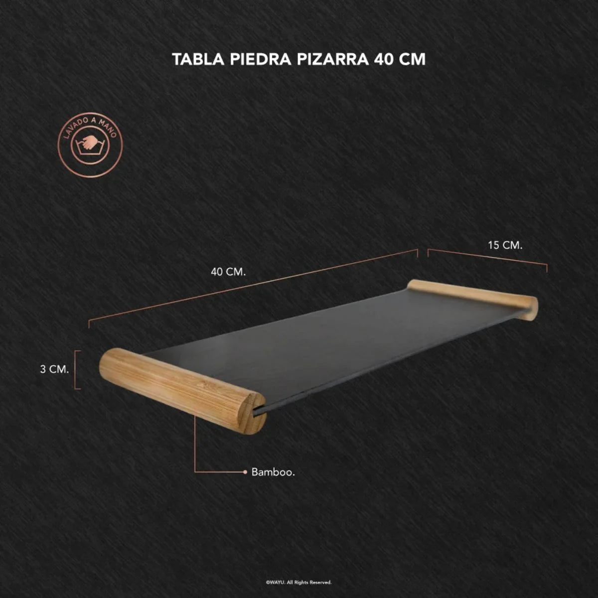 Tabla Wayu de piedra pizarra negra para aperitivos