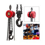 Tecle manual de cadena marca Flovi, capacidad de carga 1000kg, elevación de 3 metros, ideal para talleres mecánicos e industria.