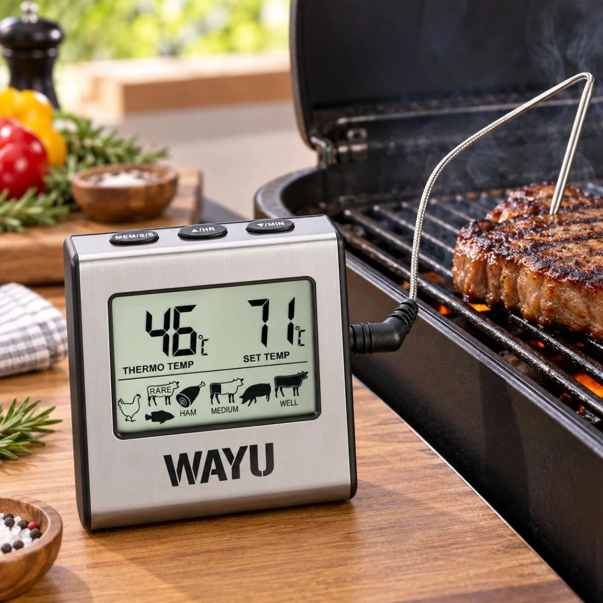 Termómetro digital Wayu para carnes con sonda de acero inoxidable
