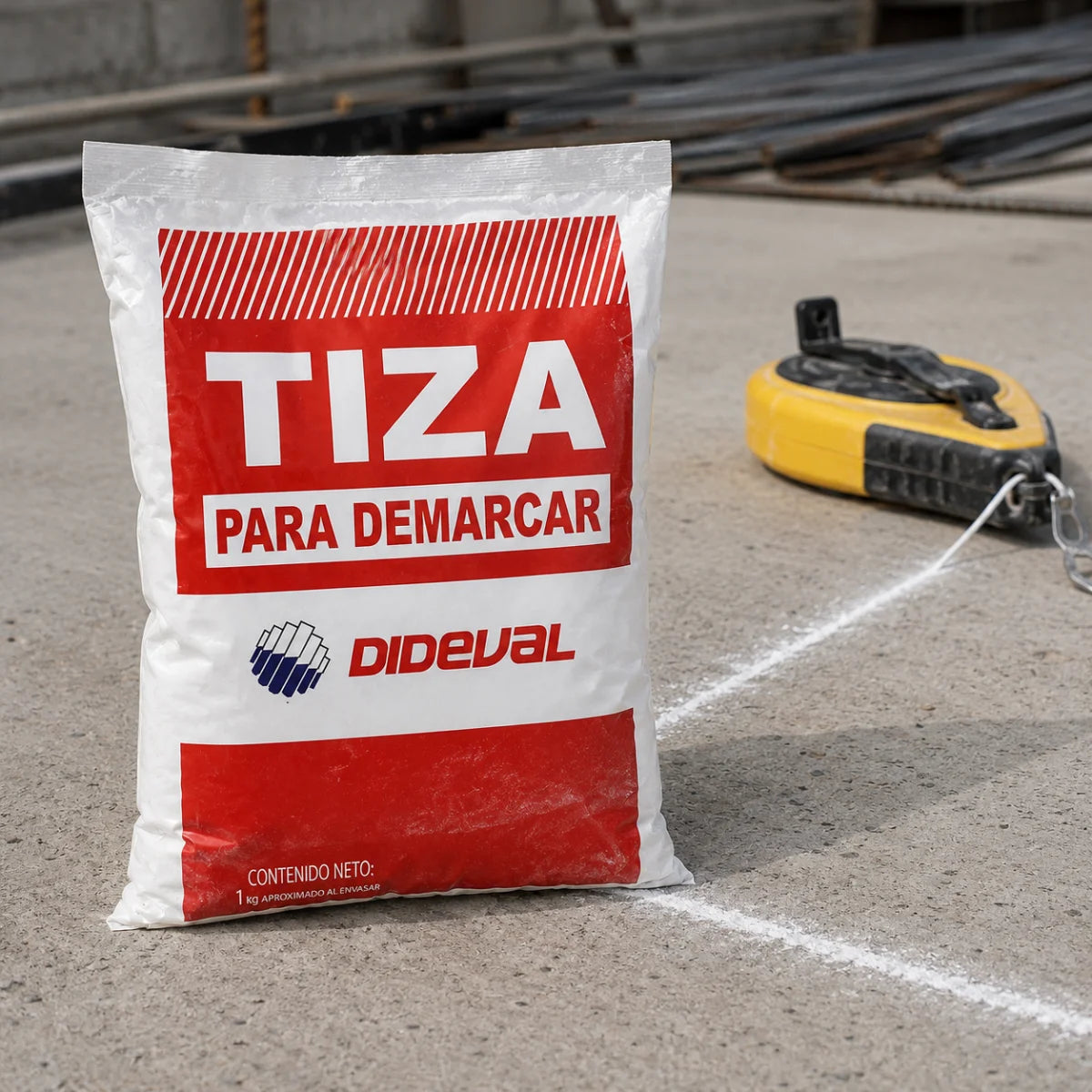 Tiza para Demarcar Superficies 1 Kg Dideval carbonato de calcio para canchas deportivas y trazados de obra