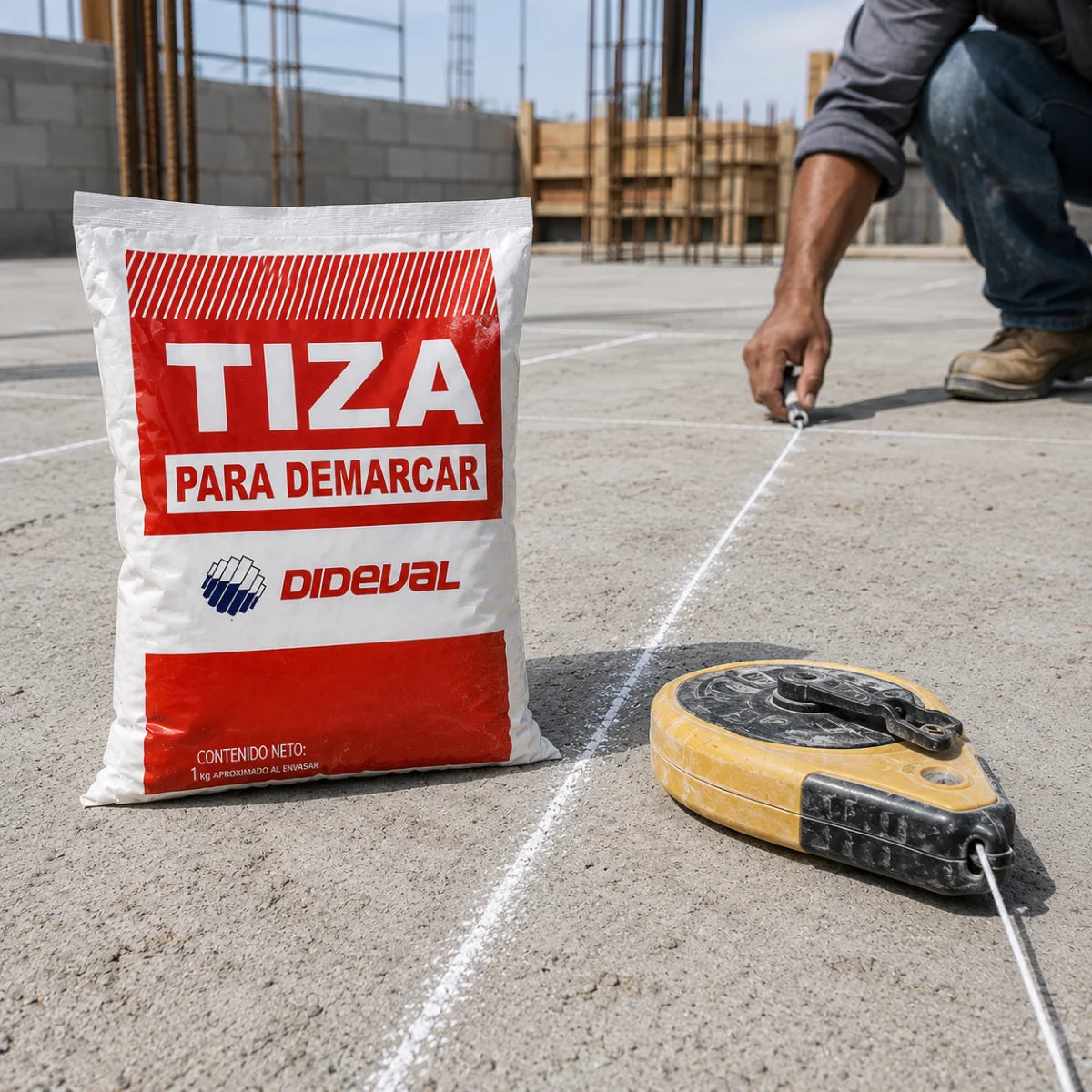 Tiza para Demarcar Superficies 1 Kg Dideval carbonato de calcio para canchas deportivas y trazados de obra