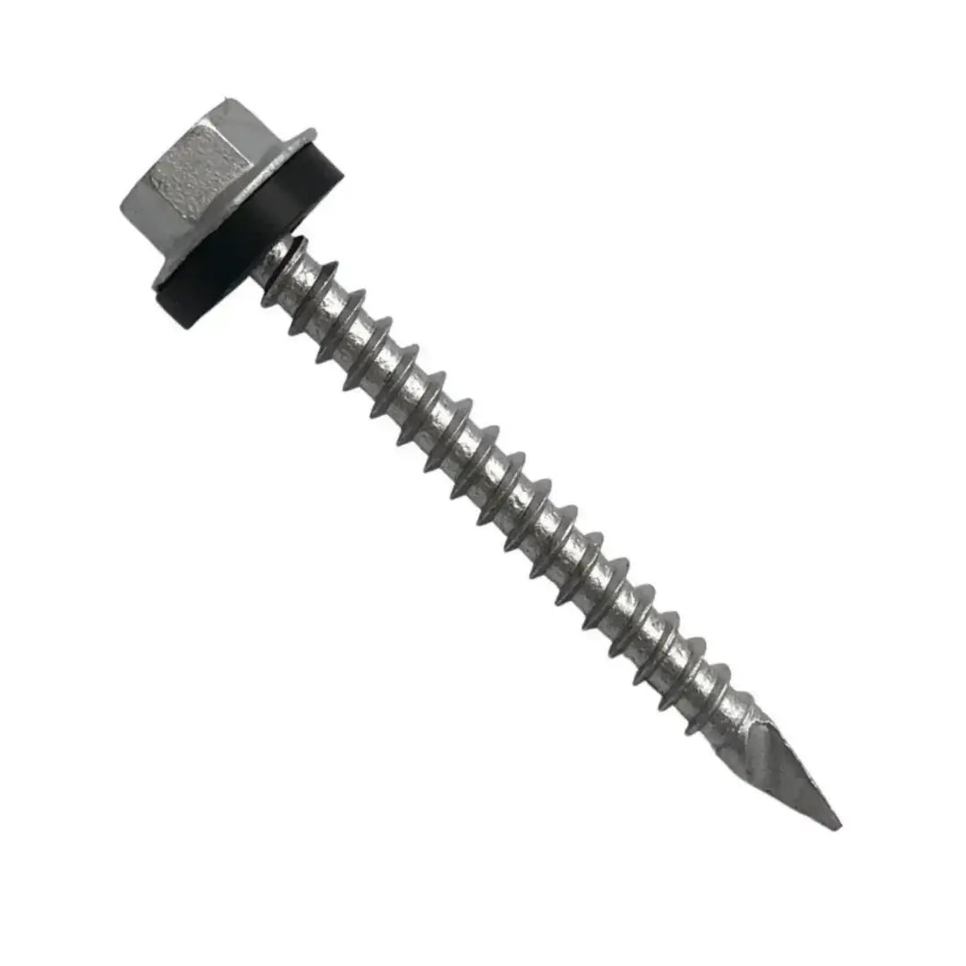 Tornillo hexagonal autorroscante 10x1 1/2 pulgadas de Tornichile, vista de la cabeza y rosca.