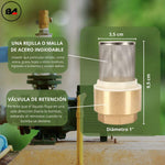 Válvula de retención de fondo Taumm 1'' con filtro de acero inoxidable para la protección del sistema.
