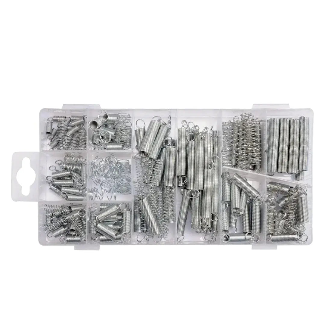 Caja con 200 resortes variados Yato YT-06875 de hierro galvanizado.