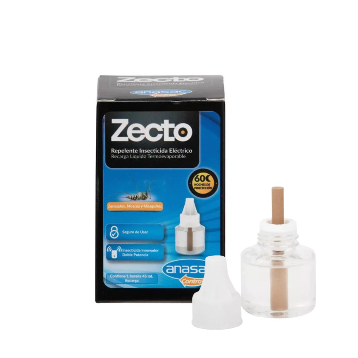 Recarga de insecticida líquido ZECTO para difusor eléctrico.