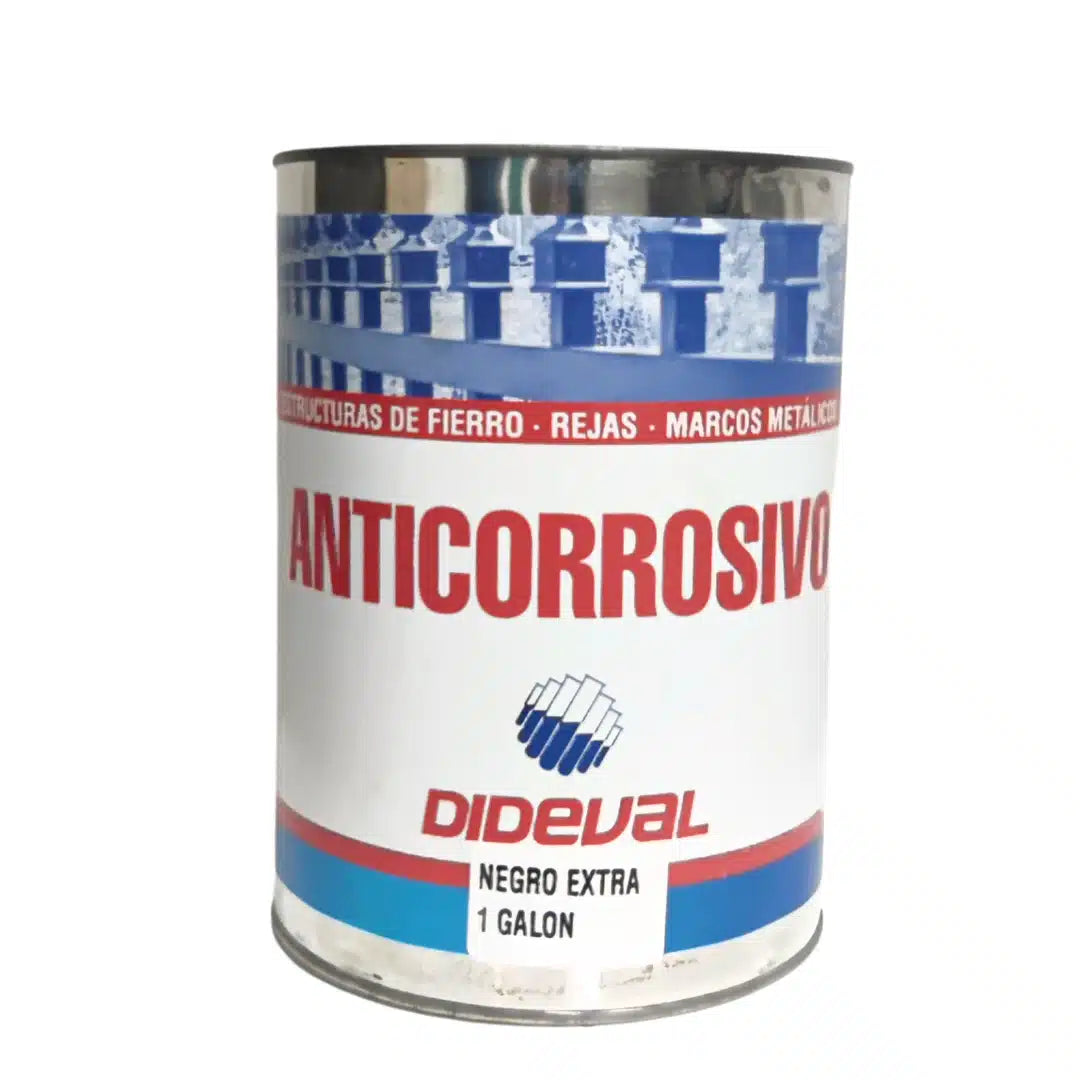 Lata de 1 galón de anticorrosivo Dideval color negro, pintura protectora para metales y estructuras