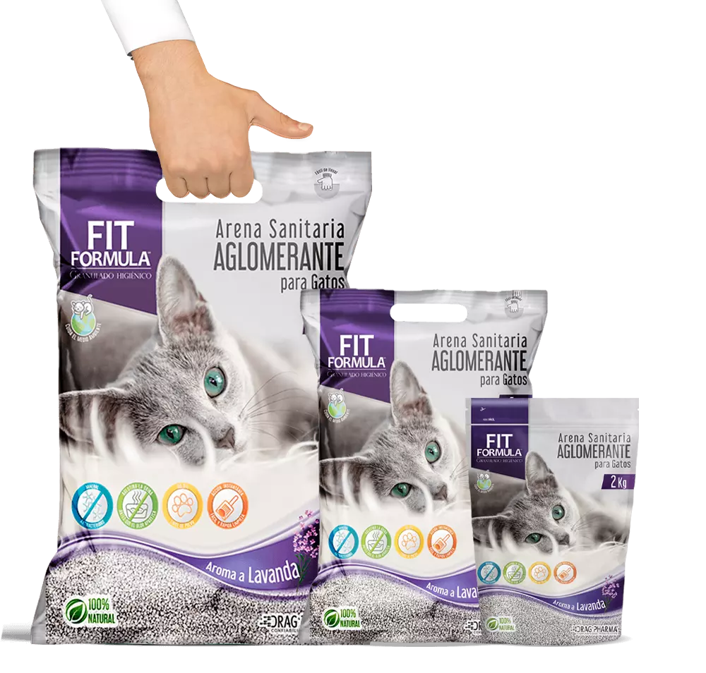 Saco de 4 kg de arena aglomerante Fit Fórmula con aroma a lavanda para gatos