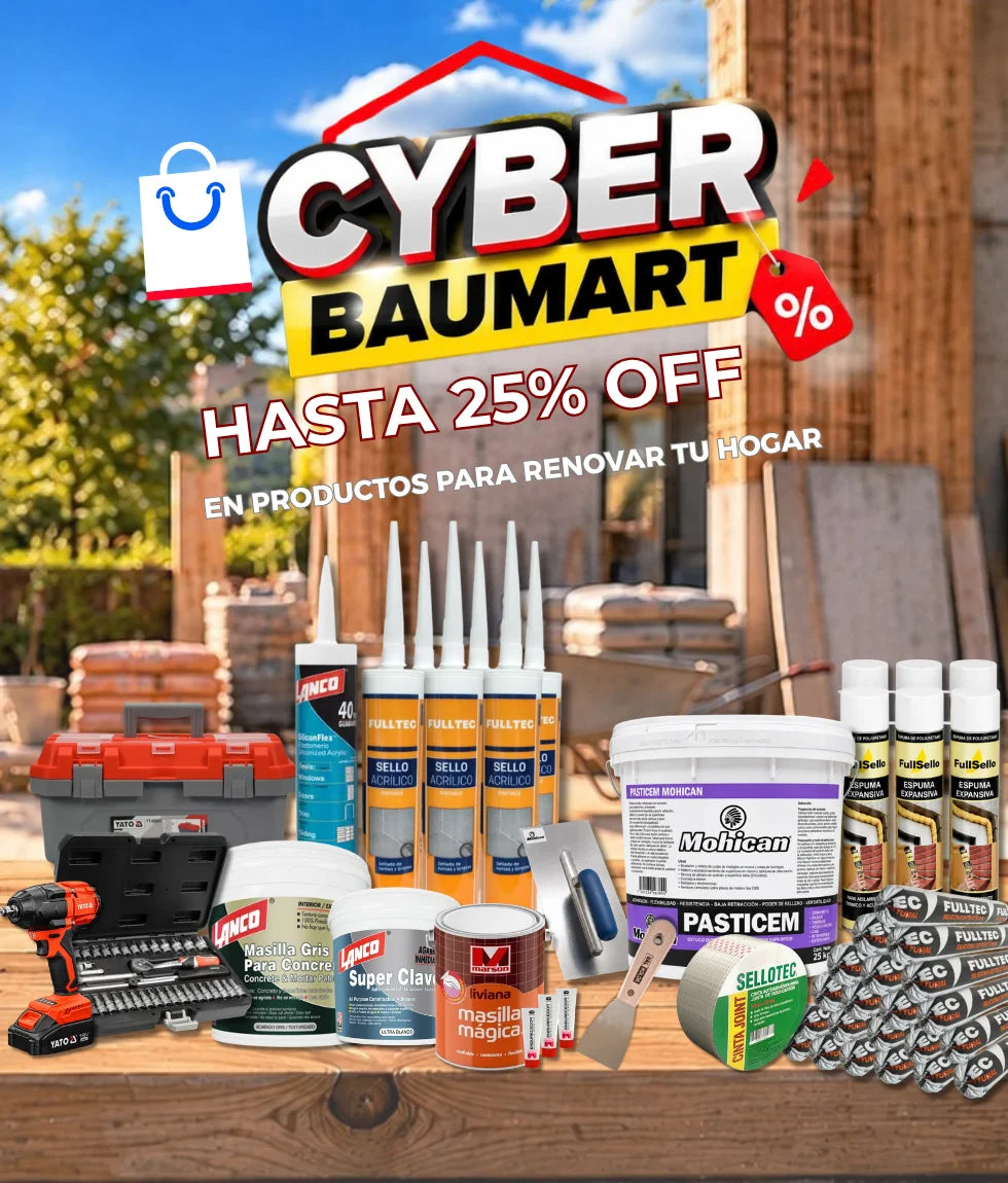 Materiales de construcción, sellos y adhesivos, herramientas manuales y eléctricas disponibles en Baumart Chile