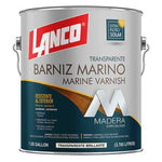 Barniz marino transparente Lanco Painters, recubrimiento de alto brillo y resistencia UV para proteger superficies de madera en exteriores y ambientes húmedos o salinos.