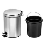 Papelero de basura de 3 litros de acero inoxidable, con tapa y sistema de apertura a pedal para uso higiénico en baños y escritorios