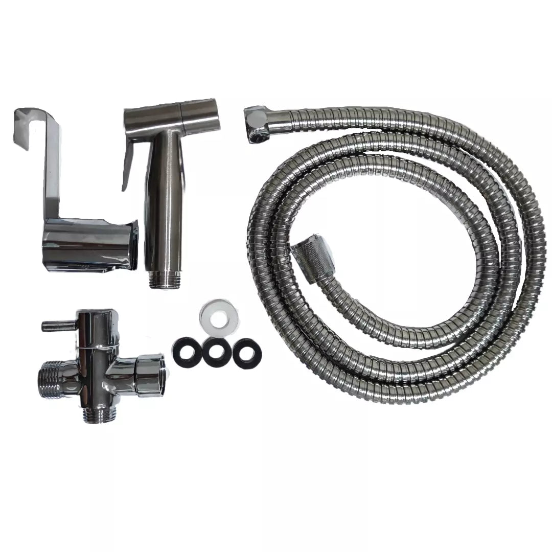 ducha bidet árabe premium Inoxcrom, con manguera flexible y rociador de mano fabricado en acero inoxidable para máxima higiene.
