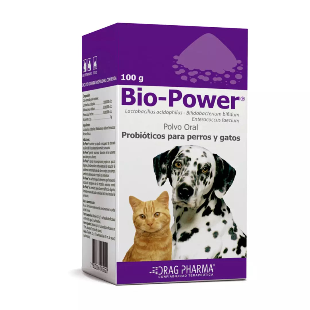 suplemento probiótico Bio Power para perros y gatos, para salud digestiva e intestinal