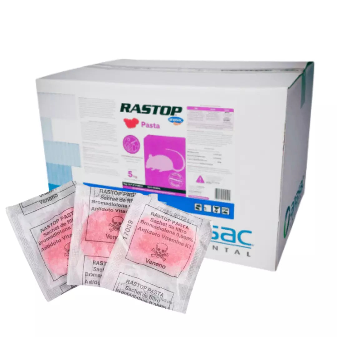 cebo rodenticida Rastop en pasta, de alta palatabilidad e ideal para el control de ratas y ratones en bodegas y zonas húmedas