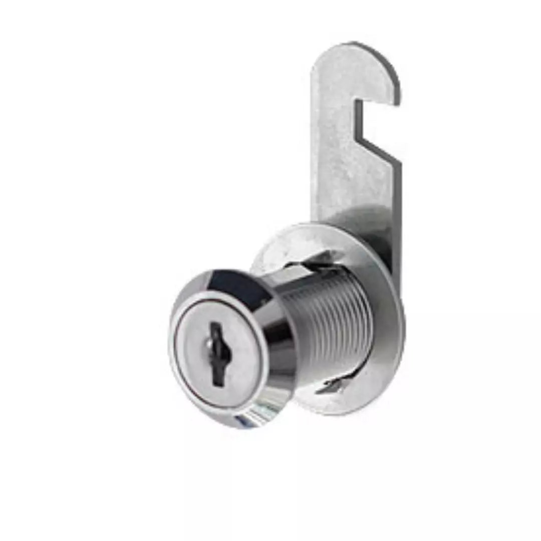 Cerradura de cilindro Safer de 30mm con acabado níquel, ideal para cajones, vitrinas o guanteras de escritorios y muebles