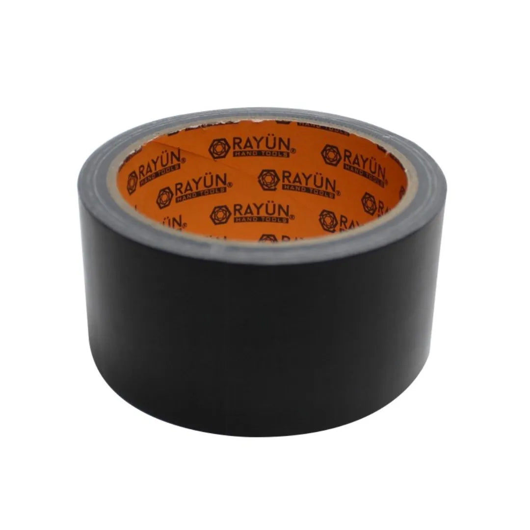 Cinta Americana Rayun Duct Tape negra de 10 metros para reparaciones y proyectos.