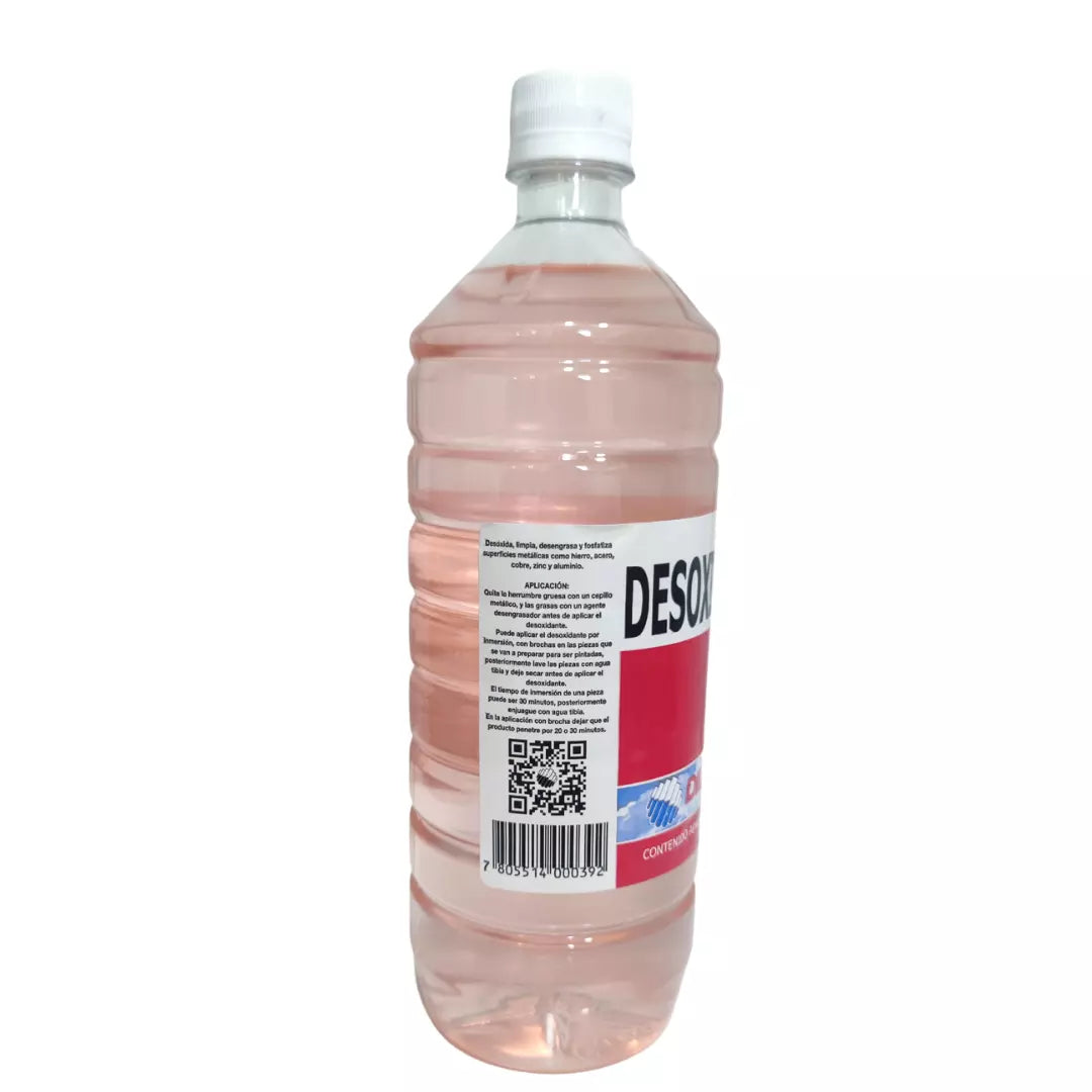 Botella de 1 litro de líquido desoxidante Dideval, concentrado para remover el óxido y la corrosión de piezas y herramientas metálicas.
