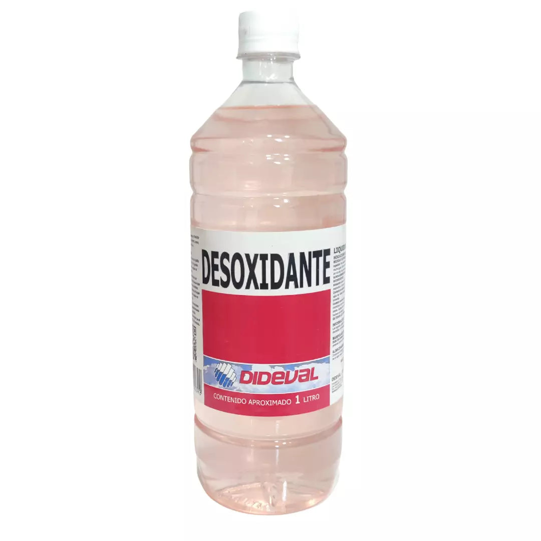 Botella de 1 litro de líquido desoxidante Dideval, concentrado para remover el óxido y la corrosión de piezas y herramientas metálicas.