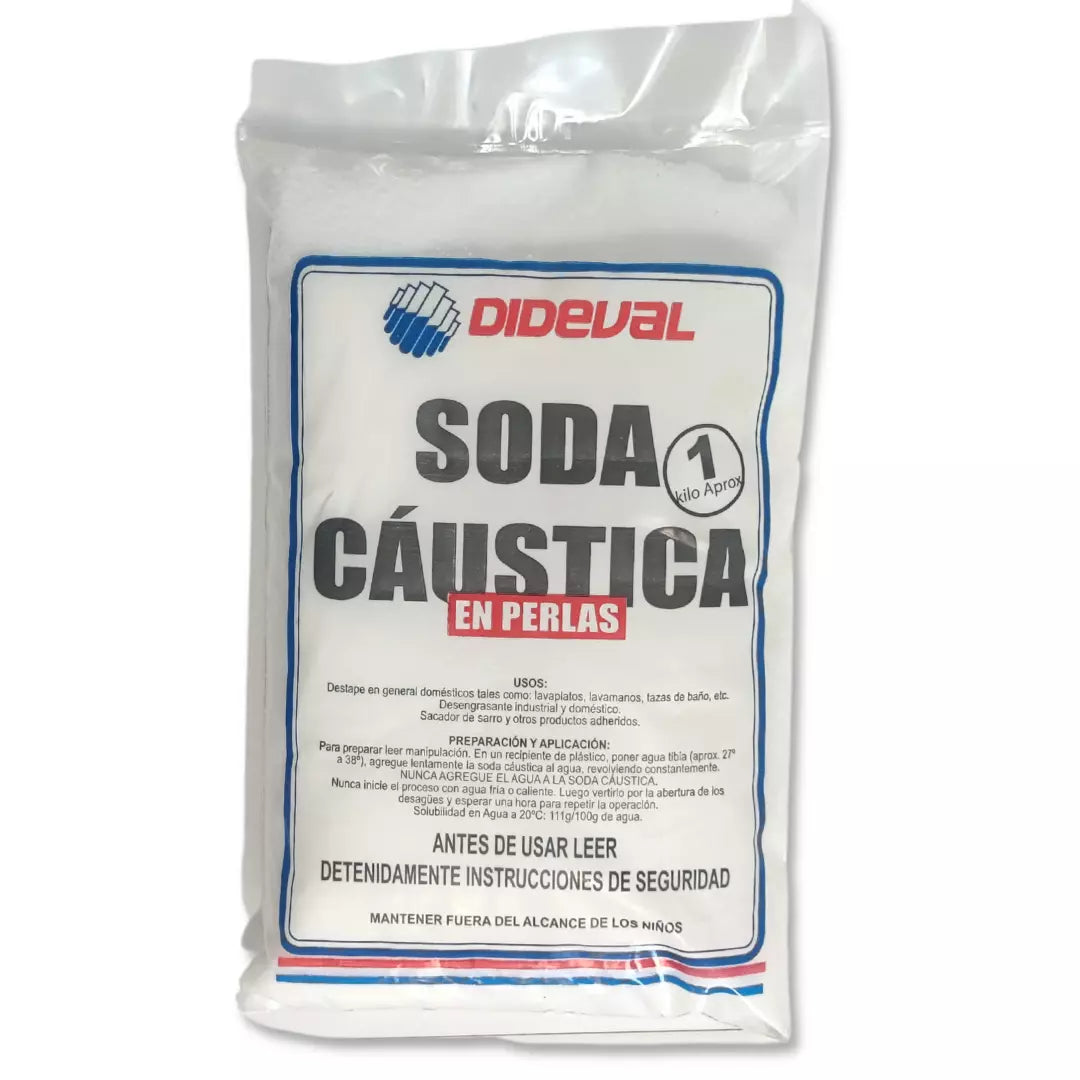 Soda cáustica en perlas Dideval 1kg para destape de cañerías y desagües