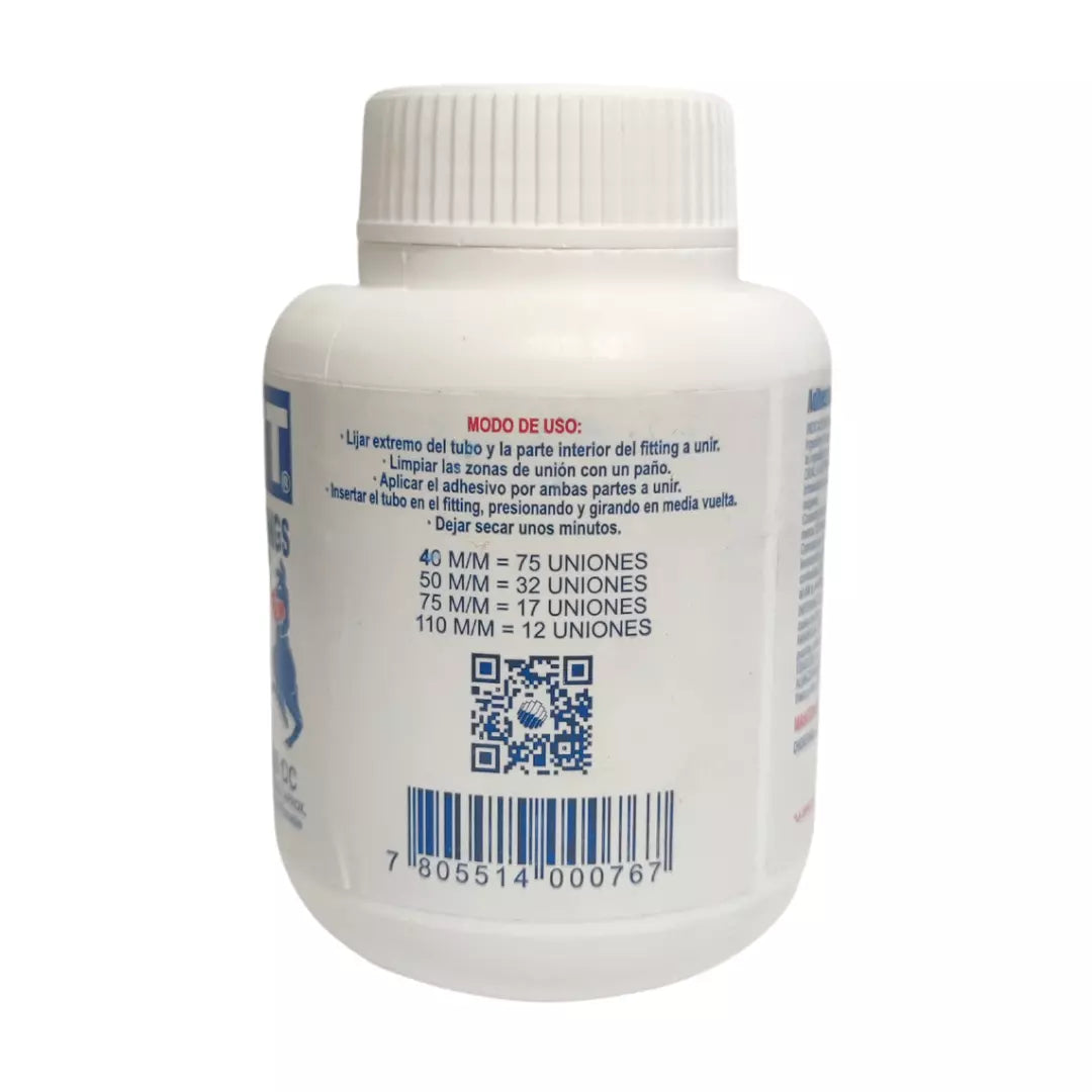 Lata de pegamento o adhesivo solvente Didelit para unir tuberías y accesorios de PVC rígido, 250cc