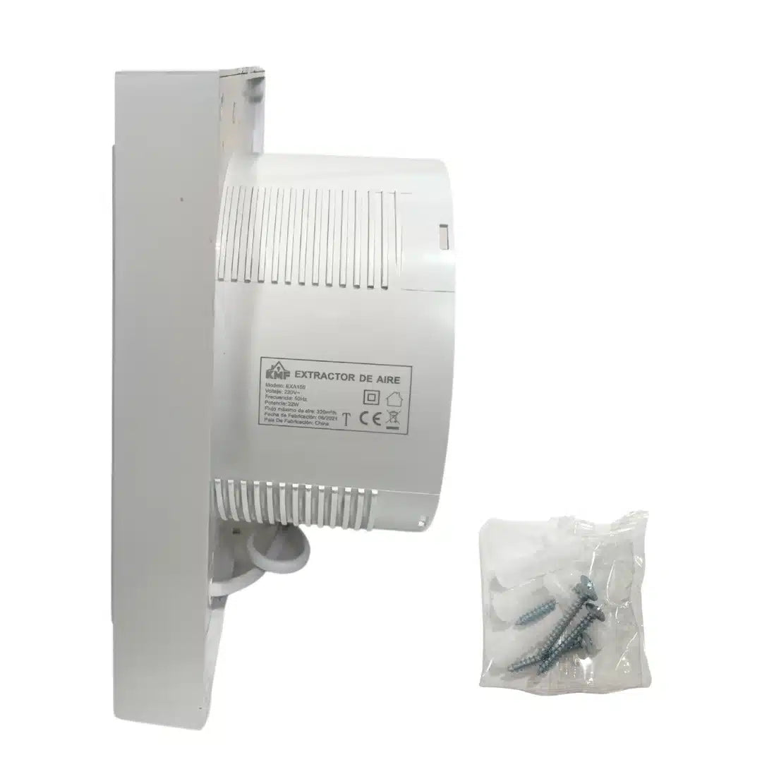Extractor de aire para baño de 6 pulgadas, 18W 220V, certificado, ideal para la renovación de aire y control de humedad en espacios sanitarios.