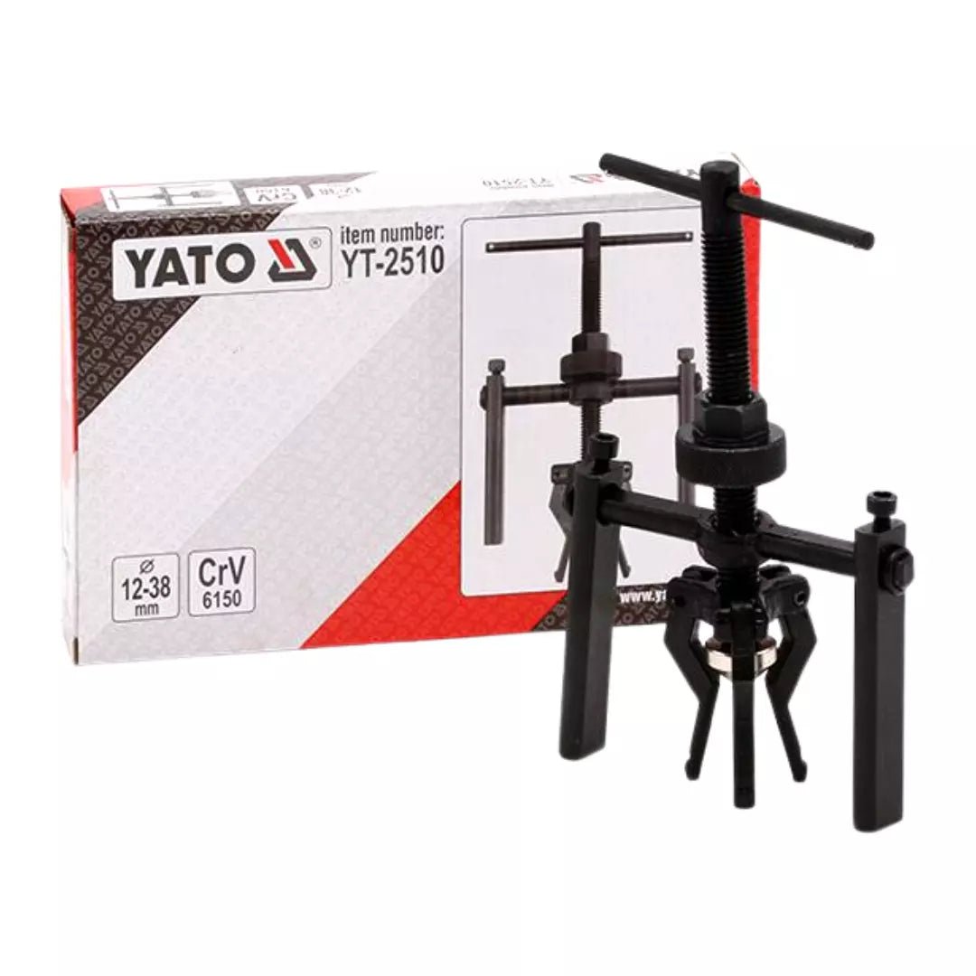 Extractor profesional de rodamientos interiores Yato, rango 12-38 mm, herramienta automotriz esencial para desmontar cojinetes de agujero ciego en vehículos y maquinaria.
